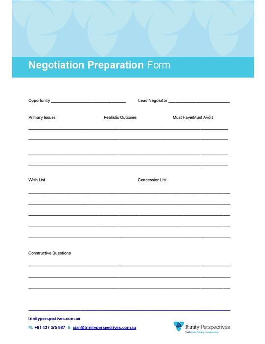 Negotiation Prep Form
